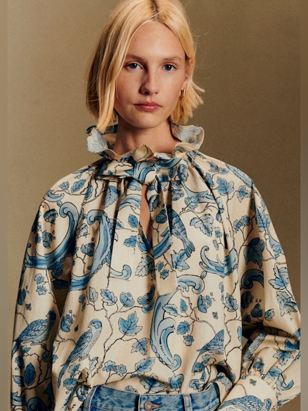 HILLIS BLOUSE - SÉZANE X ANTOINETTE POISSON - bluebirds print